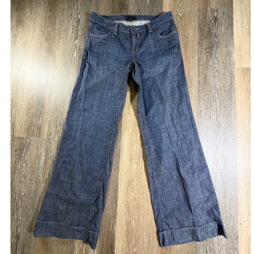 Banana Republic Jeans Women 10 Blue Wide Leg Trouser Flare Dark Wash Denim